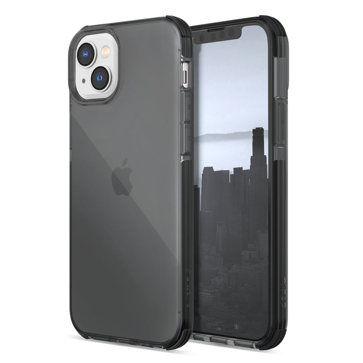 Capa transparente Raptic X-Doria para iPhone 14 Plus, capa protetora robusta na cor cinza.