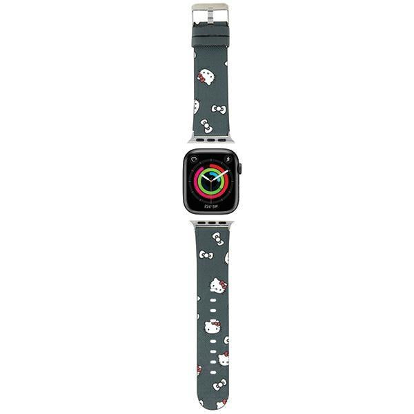 Pulseira Hello Kitty com Estampa de Cabeças e Laços para Apple Watch 38/40/41mm - preta