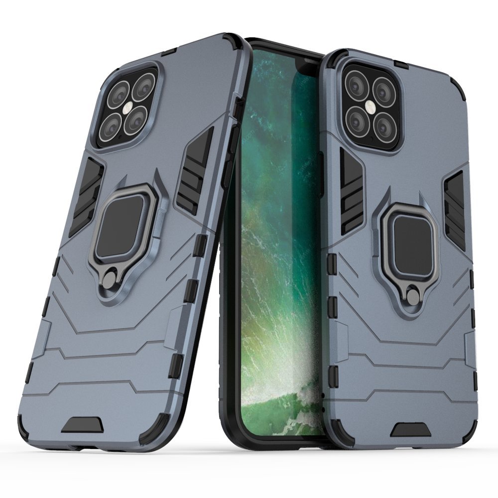 Capa Armadura Anel híbrida blindada + suporte magnético para iPhone 12 Pro Max preto