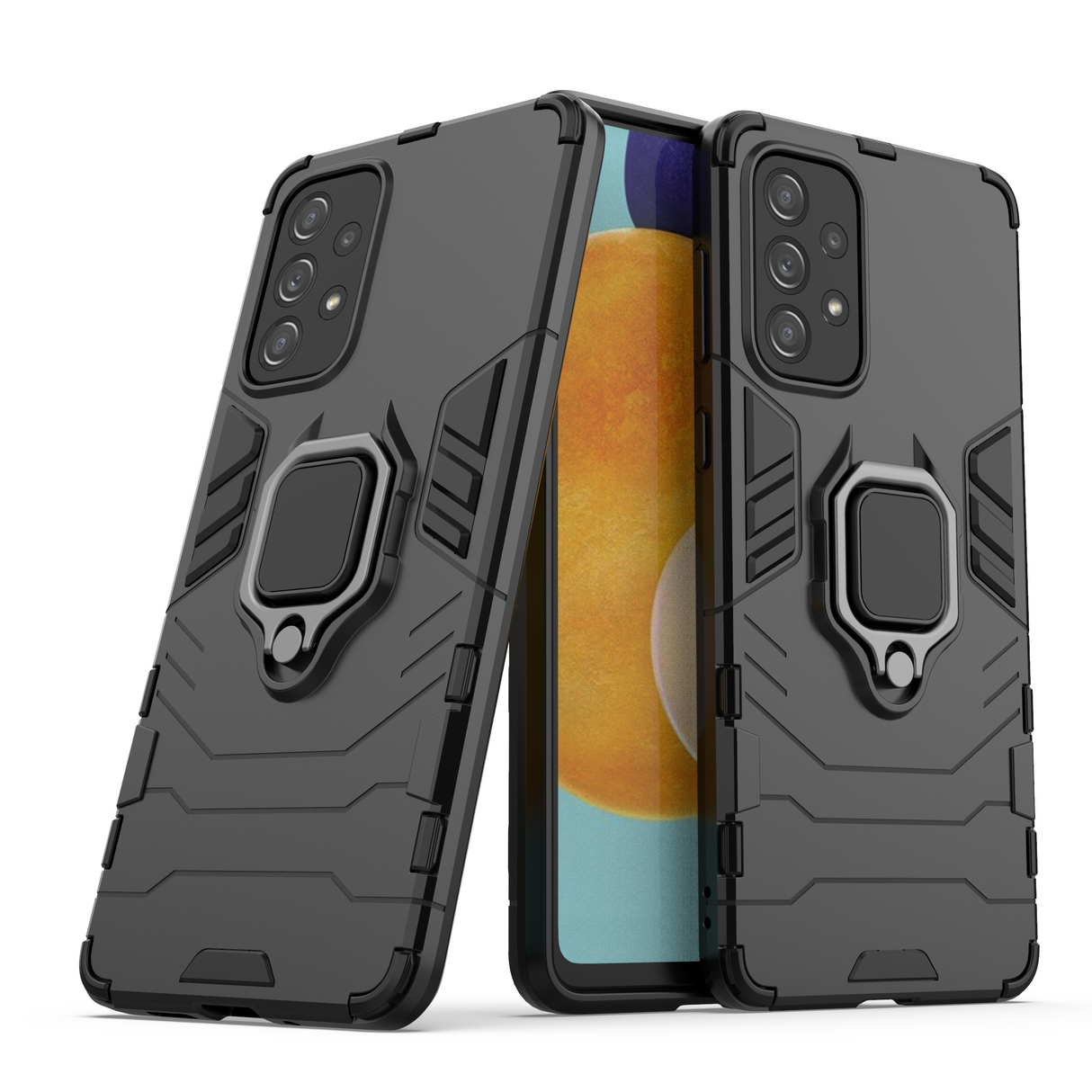 Capa híbrida blindada Ring Armor + suporte magnético para Samsung Galaxy A73 preto