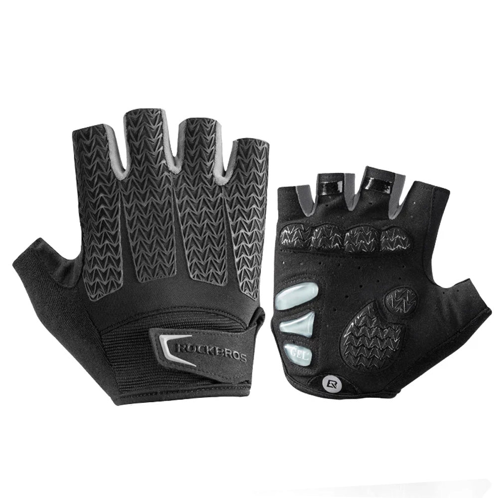 Luvas de ciclismo Rockbros S169BGR tamanho L com inserções de gel - cinza