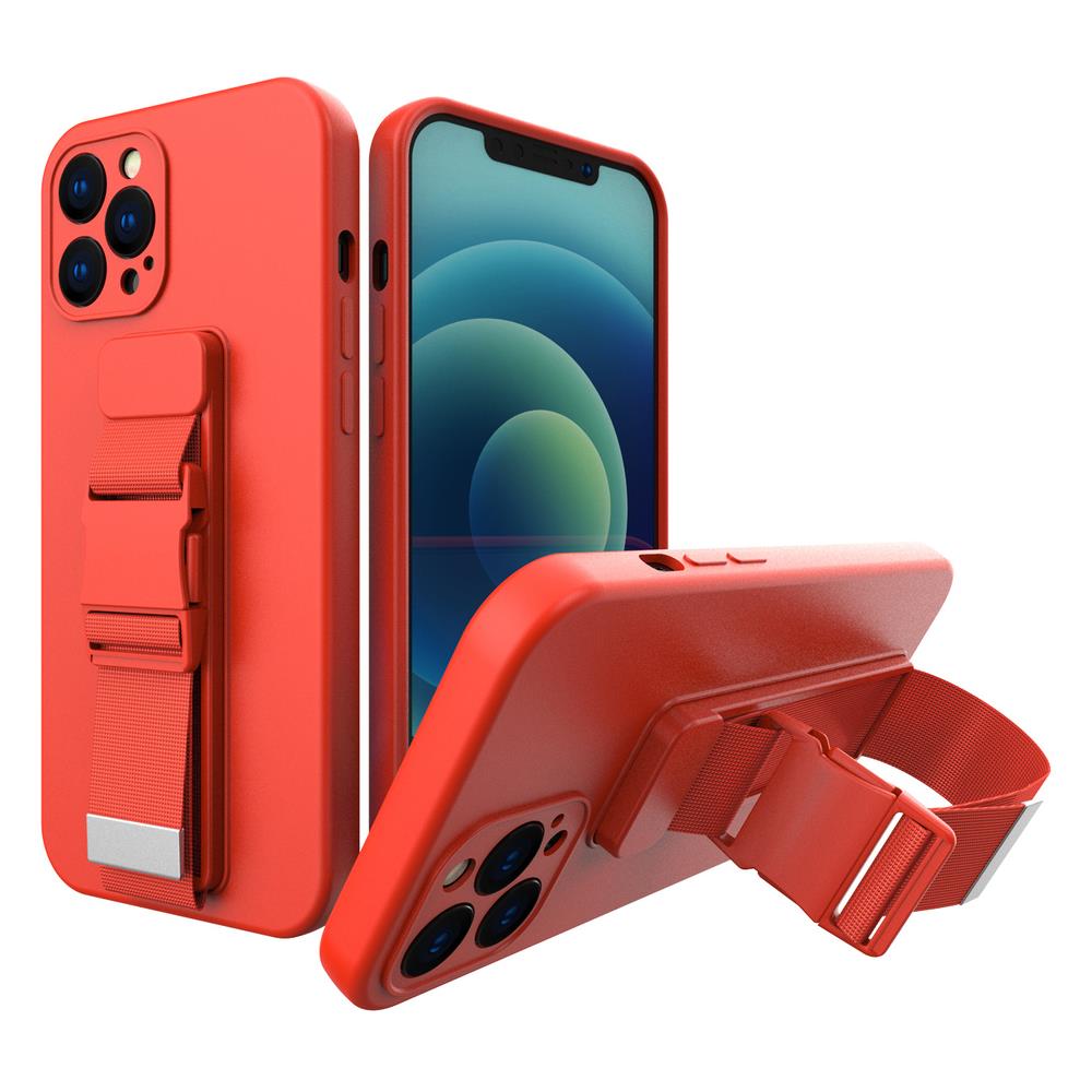 Caso de corda capa de gel com alça corrente bolsa alça Xiaomi Poco X3 NFC vermelho