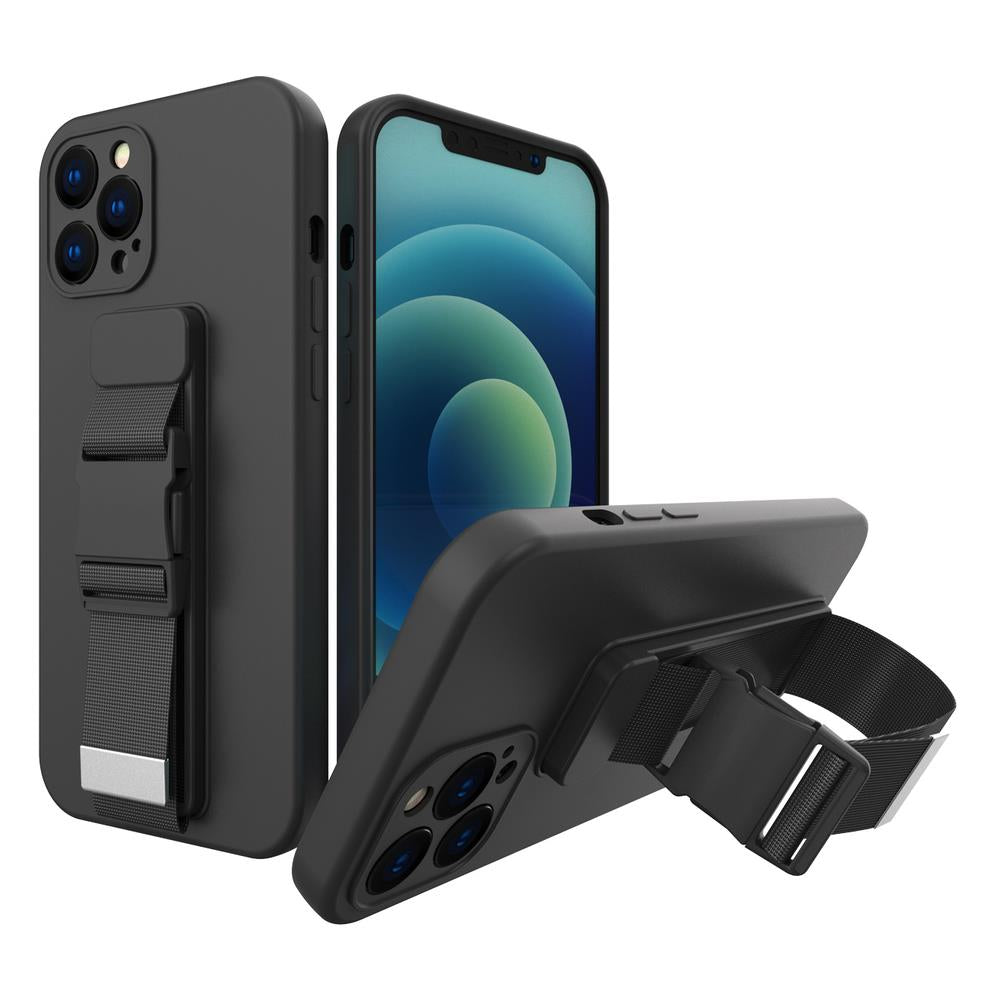 Corda caso capa gelatinosa com cordão corrente bolsa cordão Samsung Galaxy A22 5G preto