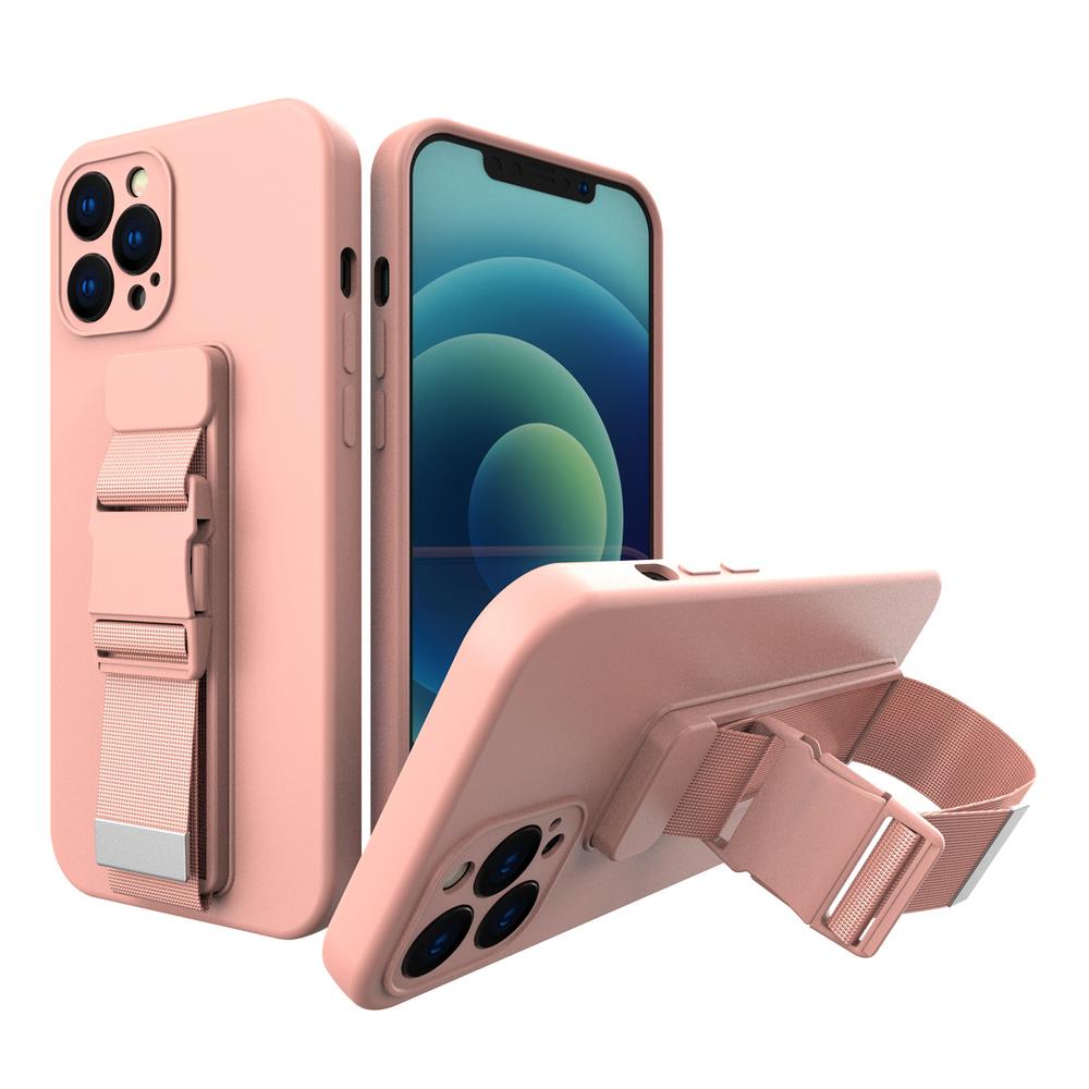 Caso de corda capa gel com alça corrente bolsa alça Samsung Galaxy S21 Ultra 5G rosa