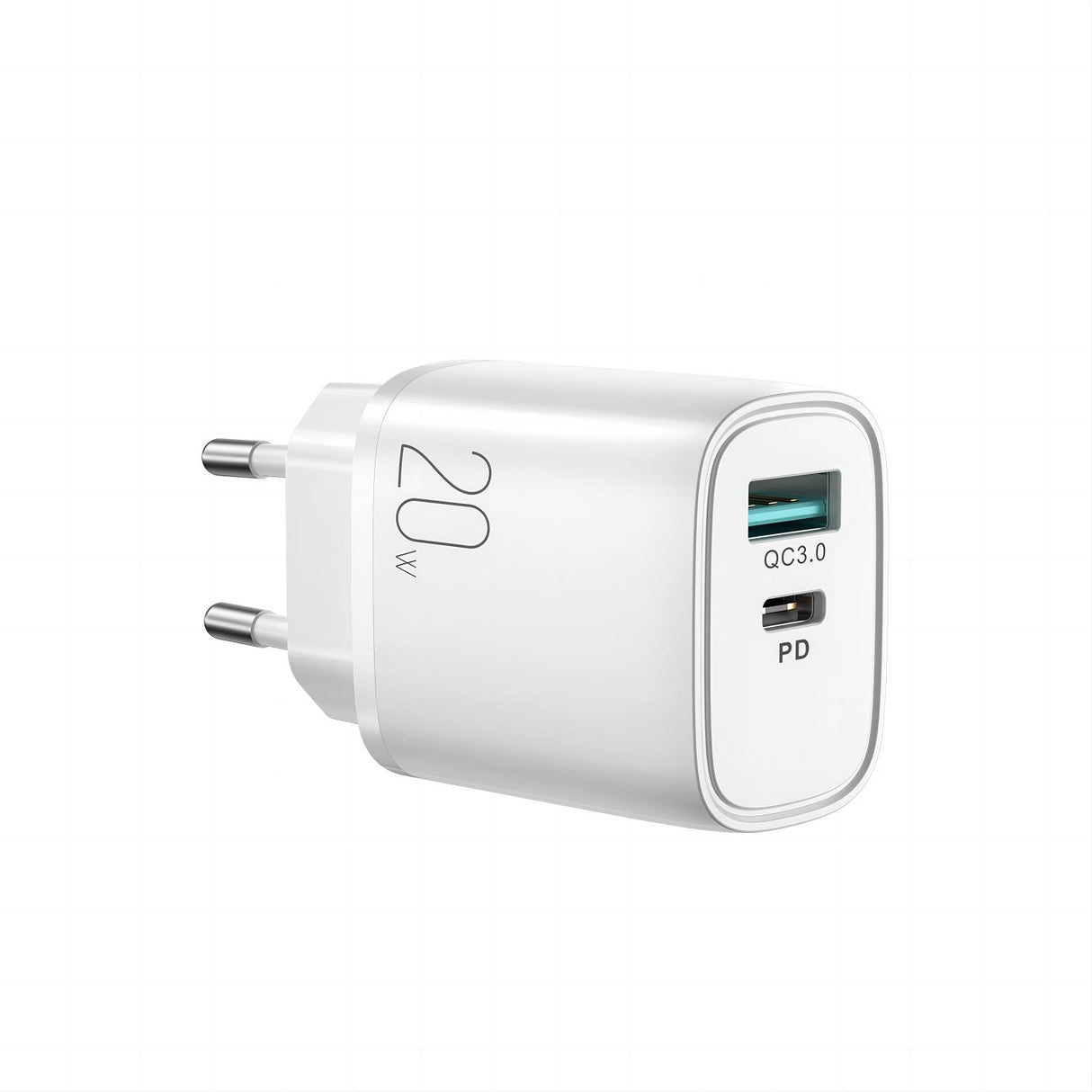 Joyroom carregador de rede rápido USB-A QC3.0 / USB-C PD 20W branco (L-QP2011)