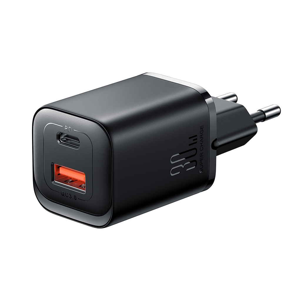 Carregador de rede rápido Joyroom JR-TCF08EU Speed Series 30W USB-A / USB-C PD/QC/AFC/FCP - preto
