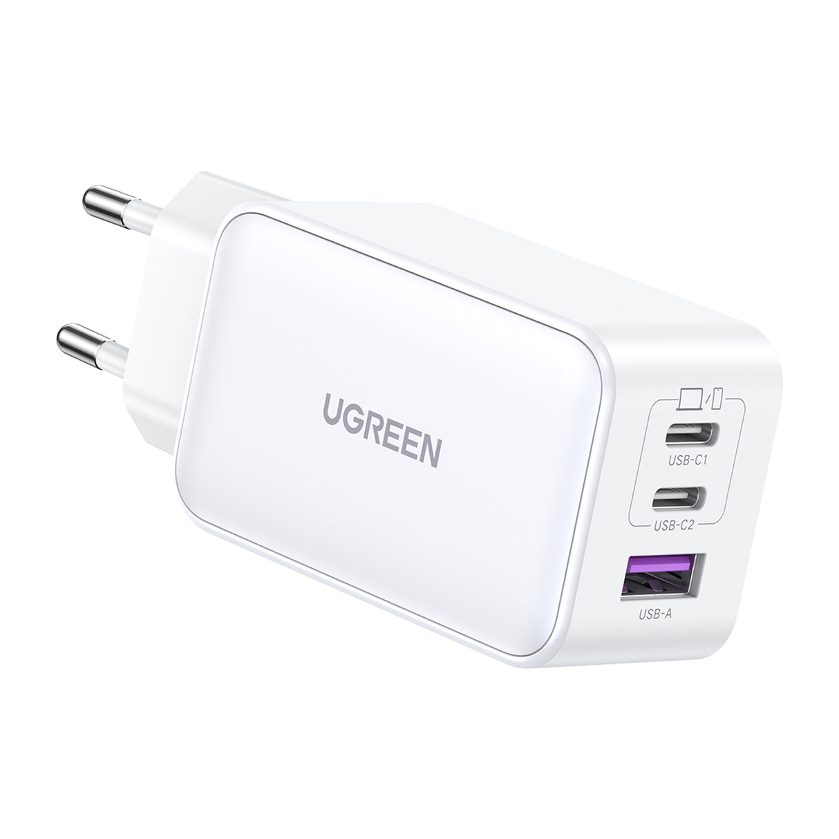 Carregador de Rede Rápido GaN Ugreen CD244 65W USB-A / 2x USB-C - branco