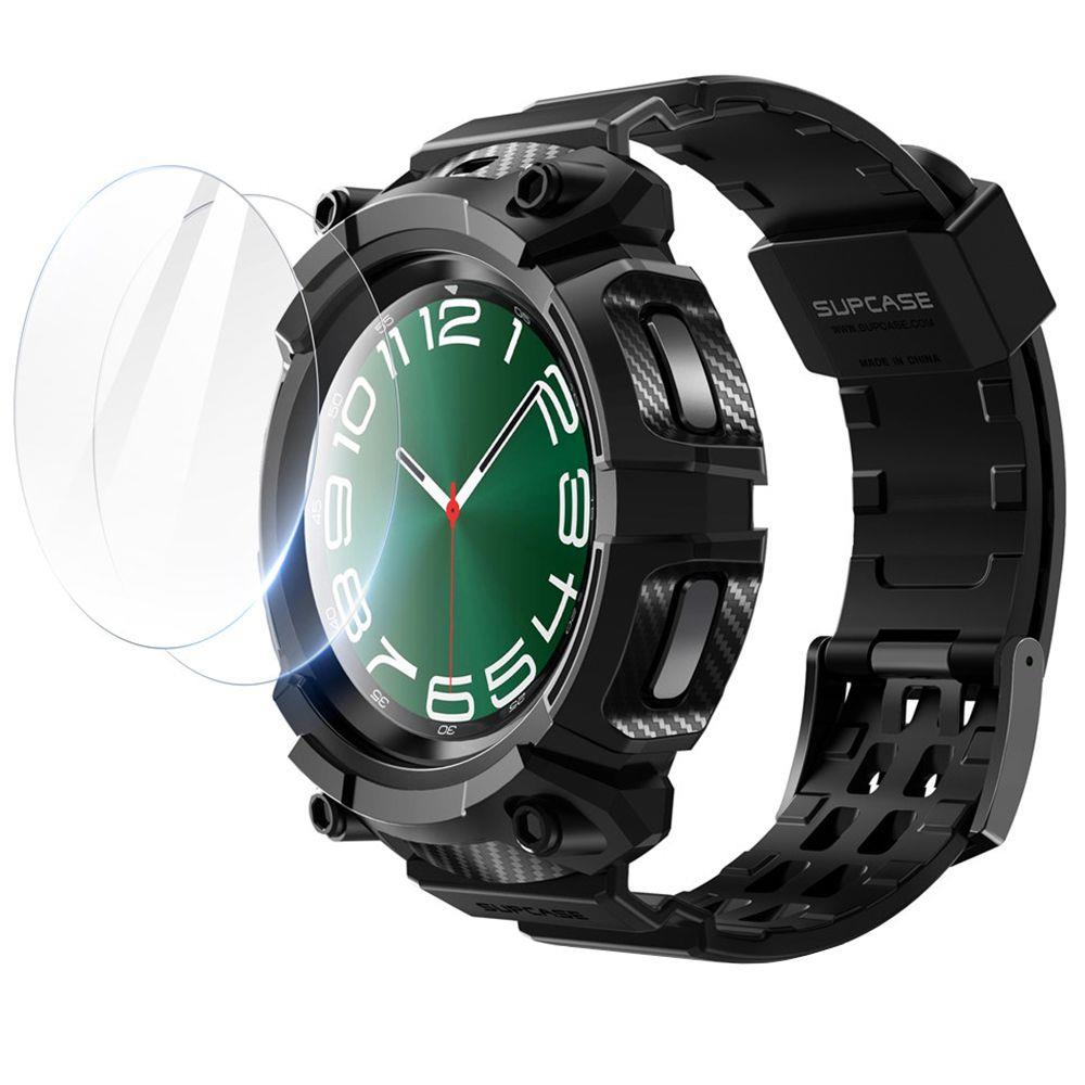 Kit de capa Supcase Unicorn Beetle Pro e vidro temperado para Samsung Galaxy Watch 6 Classic (47 mm) - preto