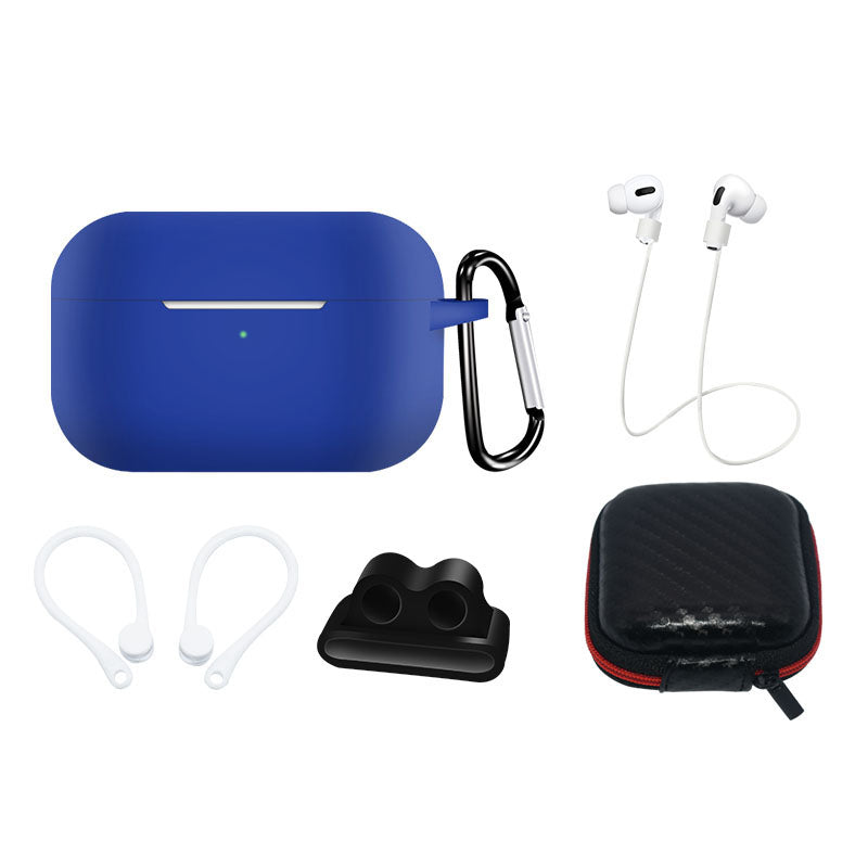 Kit de capa de silicone para AirPods Pro 2 / AirPods Pro 1 + estojo / gancho de orelha / alça de pescoço / suporte para pulseira de relógio / mosquetão - azul