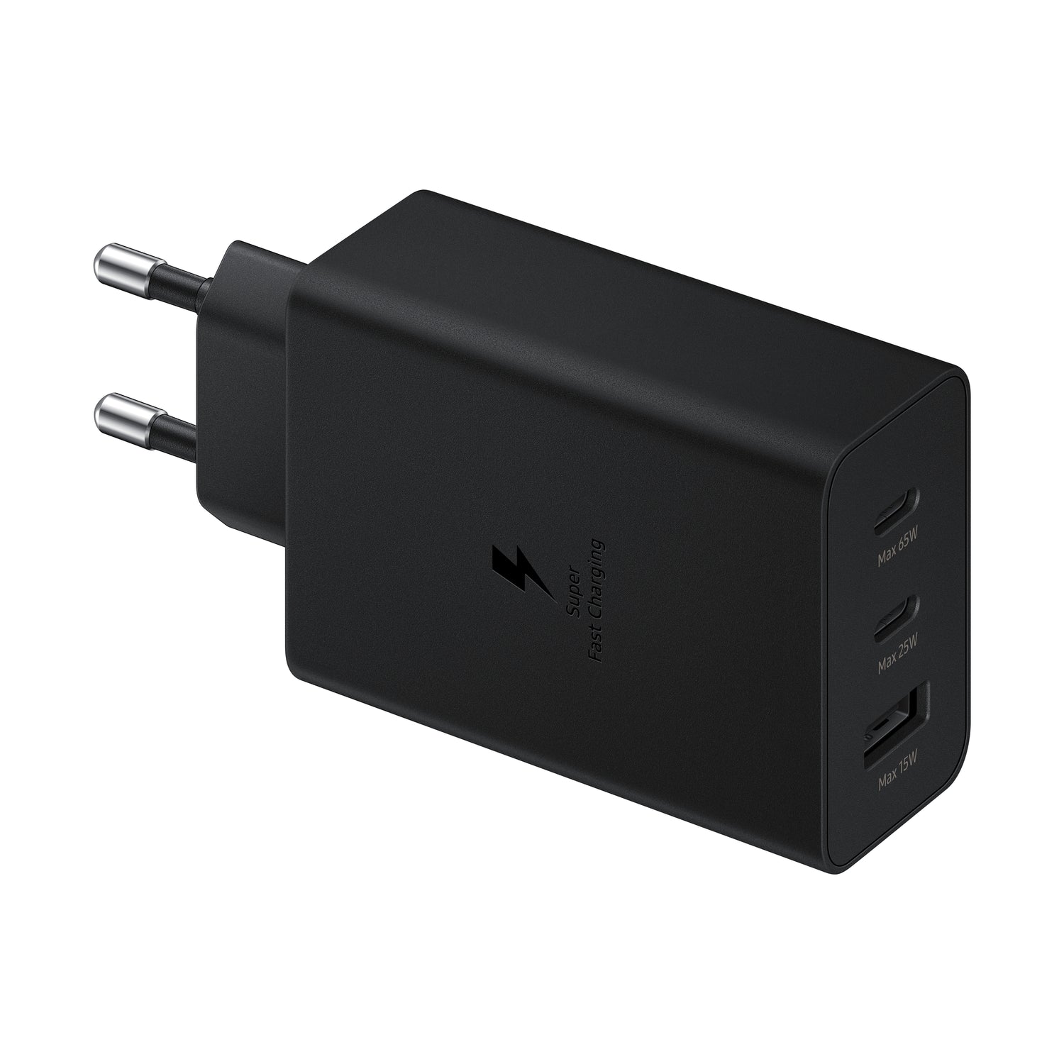 Carregador de rede Samsung 2x USB Tipo C / USB PPS, Power Delivery PD 65W, QC 3.0, AFC, FCP preto (EP-T6530NBEGEU)