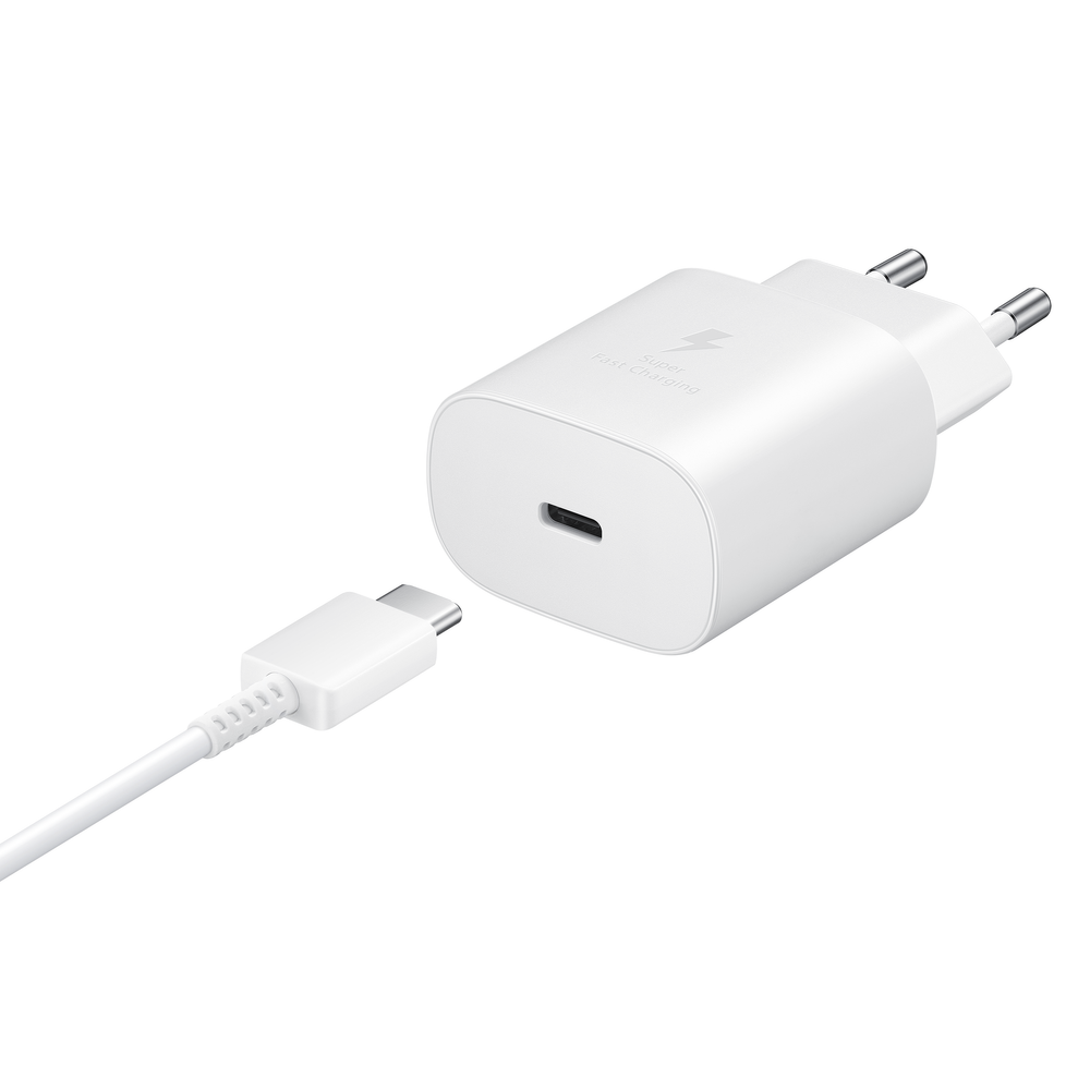 Carregador de Rede Samsung EP-TA800XWEGWW USB-C 25W + Cabo USB-C 1m - Branco