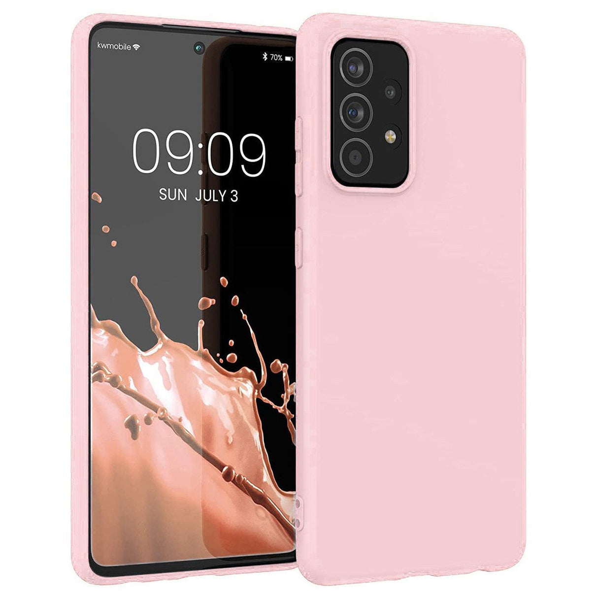 Capa de Silicone flexível rosa para Samsung Galaxy A22 4G