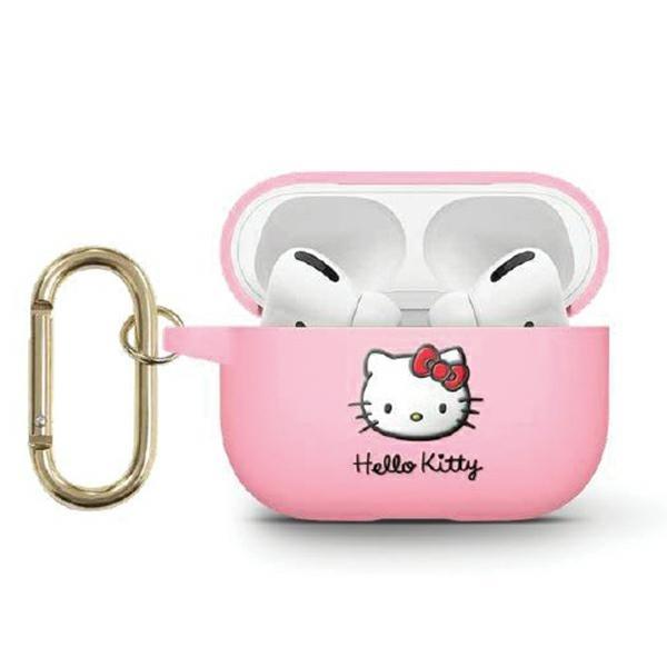 Capa Hello Kitty Silicone 3D Cabeça da Kitty para AirPods 3 - rosa