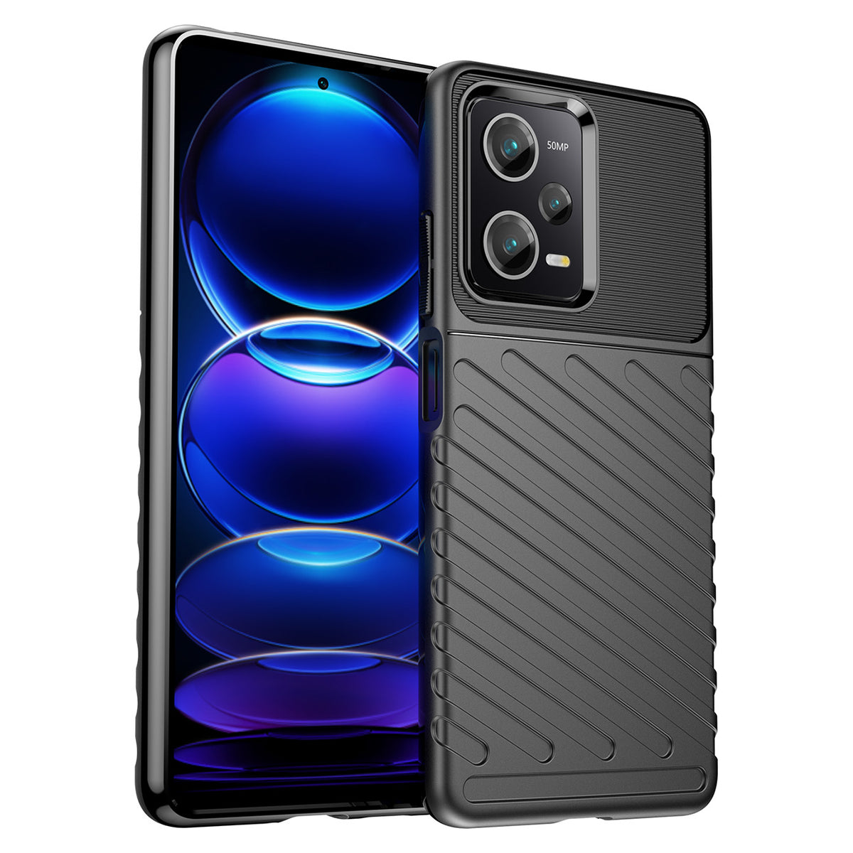 Capa Thunder Case para Xiaomi Poco X5 Pro 5G / Redmi Note 12 Pro, capa de silicone resistente na cor preta