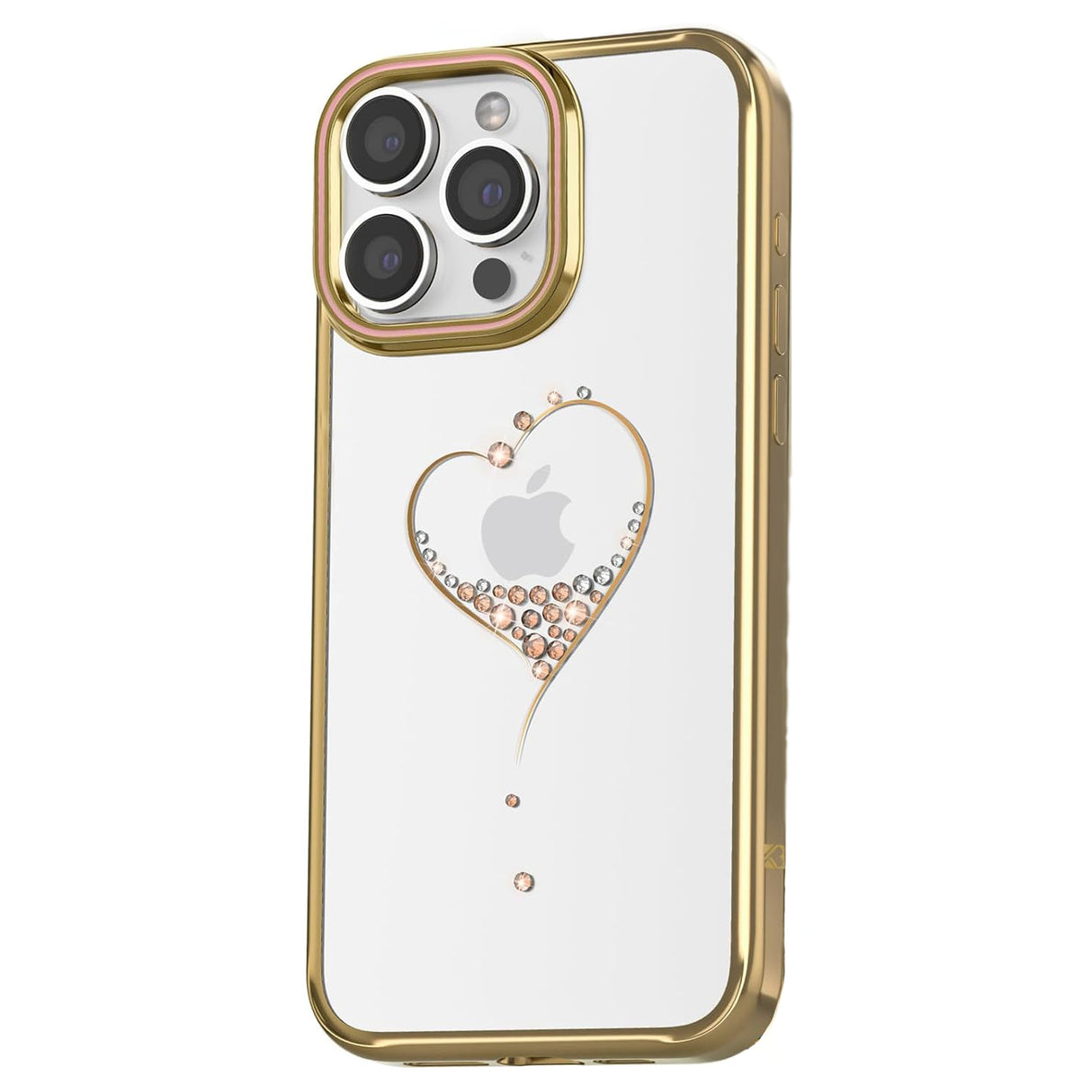 Capa de silicone com cristais Swarovski da série Kingxbar Wish para iPhone 15 Pro - dourada