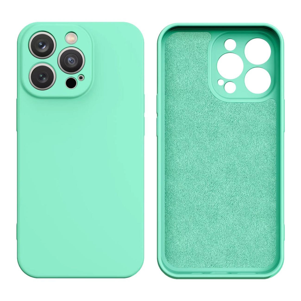 Capa de silicone etui para iPhone 13 Pro, capa de silicone na cor verde menta.
