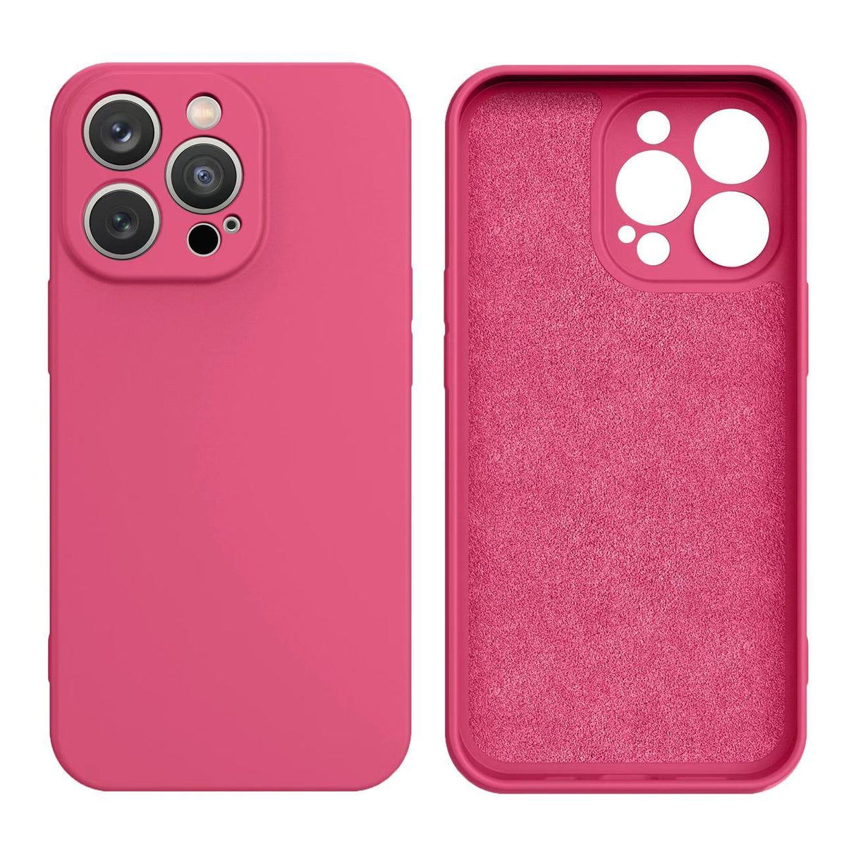 Capa de silicone etui para iPhone 13 Pro Max, capa de silicone na cor fúcsia.