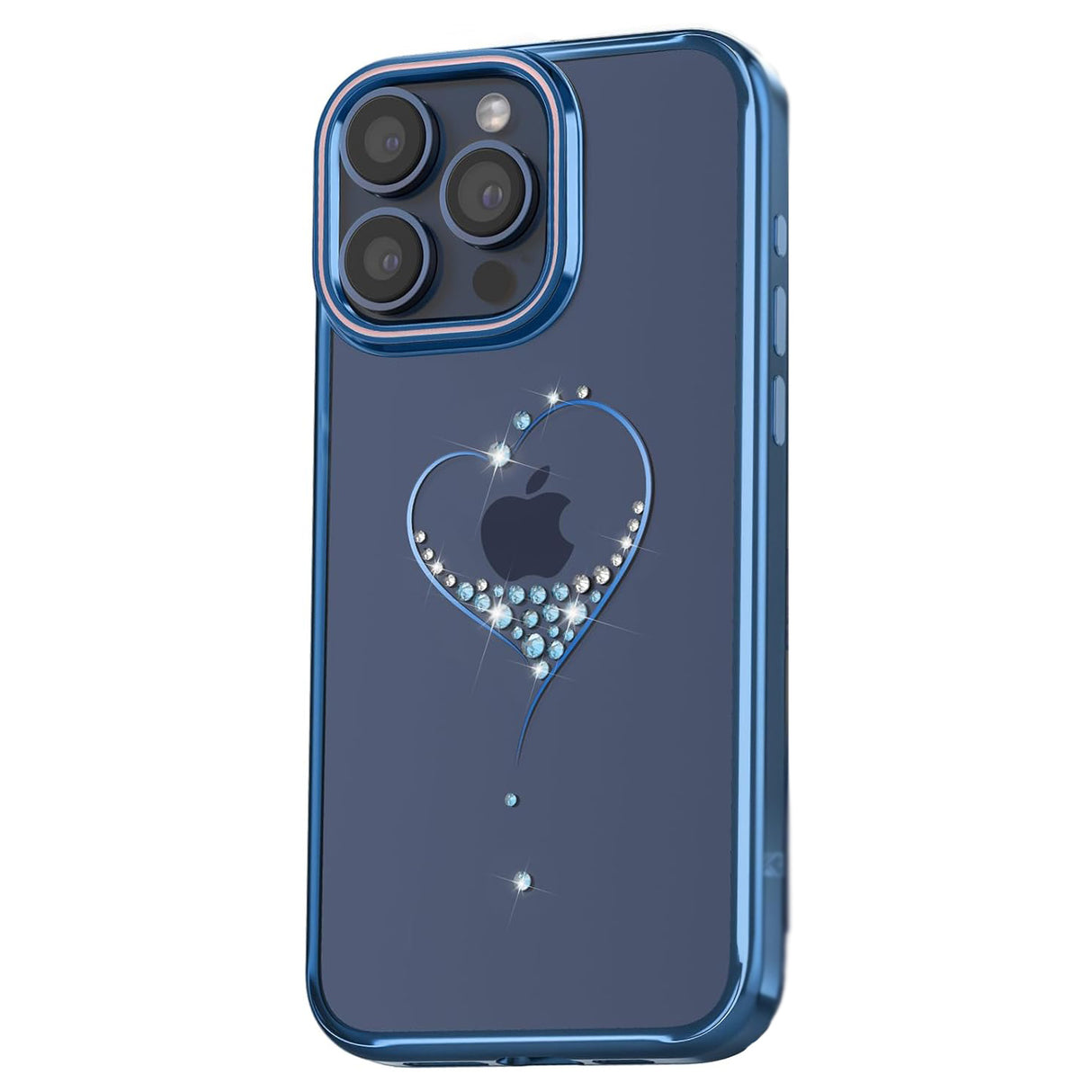 Capa de silicone com cristais Swarovski da série Kingxbar Wish para iPhone 15 - azul