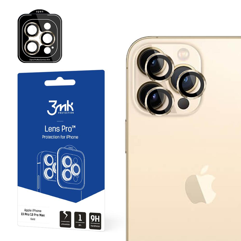 Proteção de Lente 3mk Lens Protection Pro para iPhone 13 Pro / iPhone 13 Pro Max - dourada
