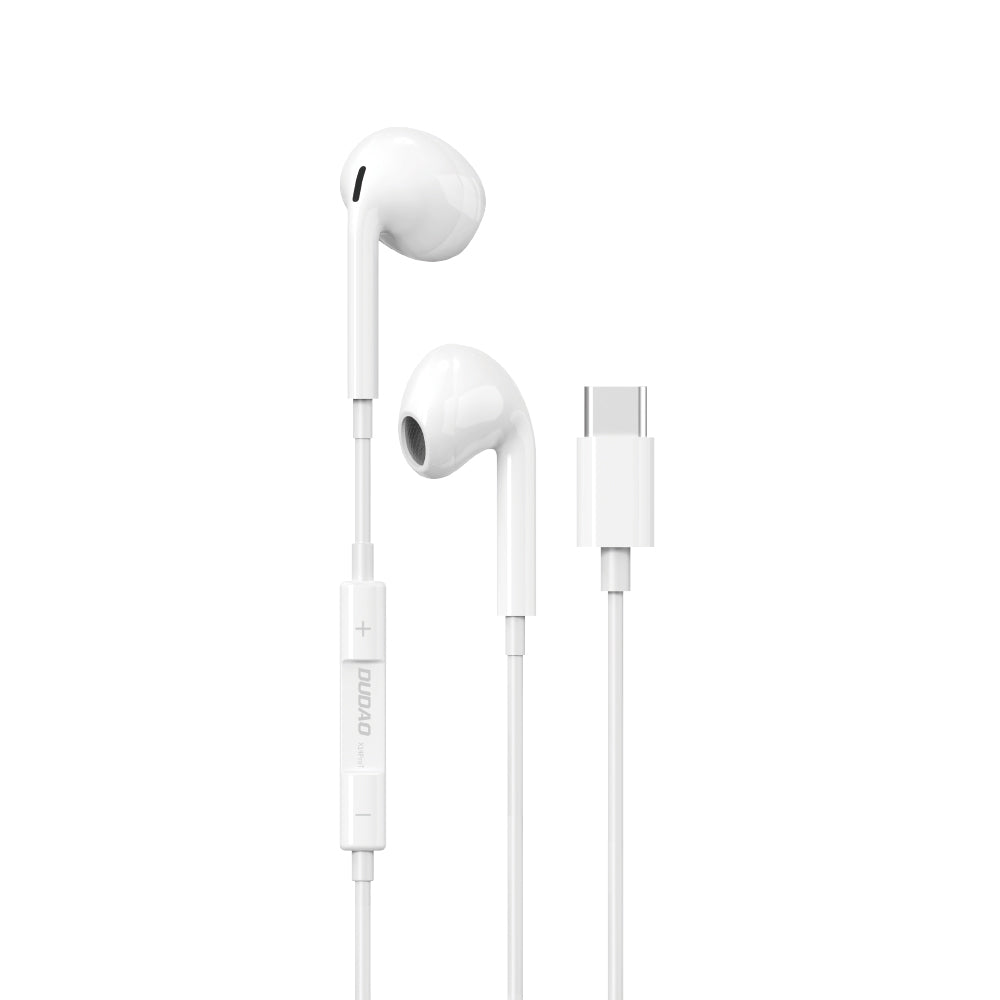 Fones de ouvido intra-auriculares Dudao com conector USB Tipo C branco (X14PROT)