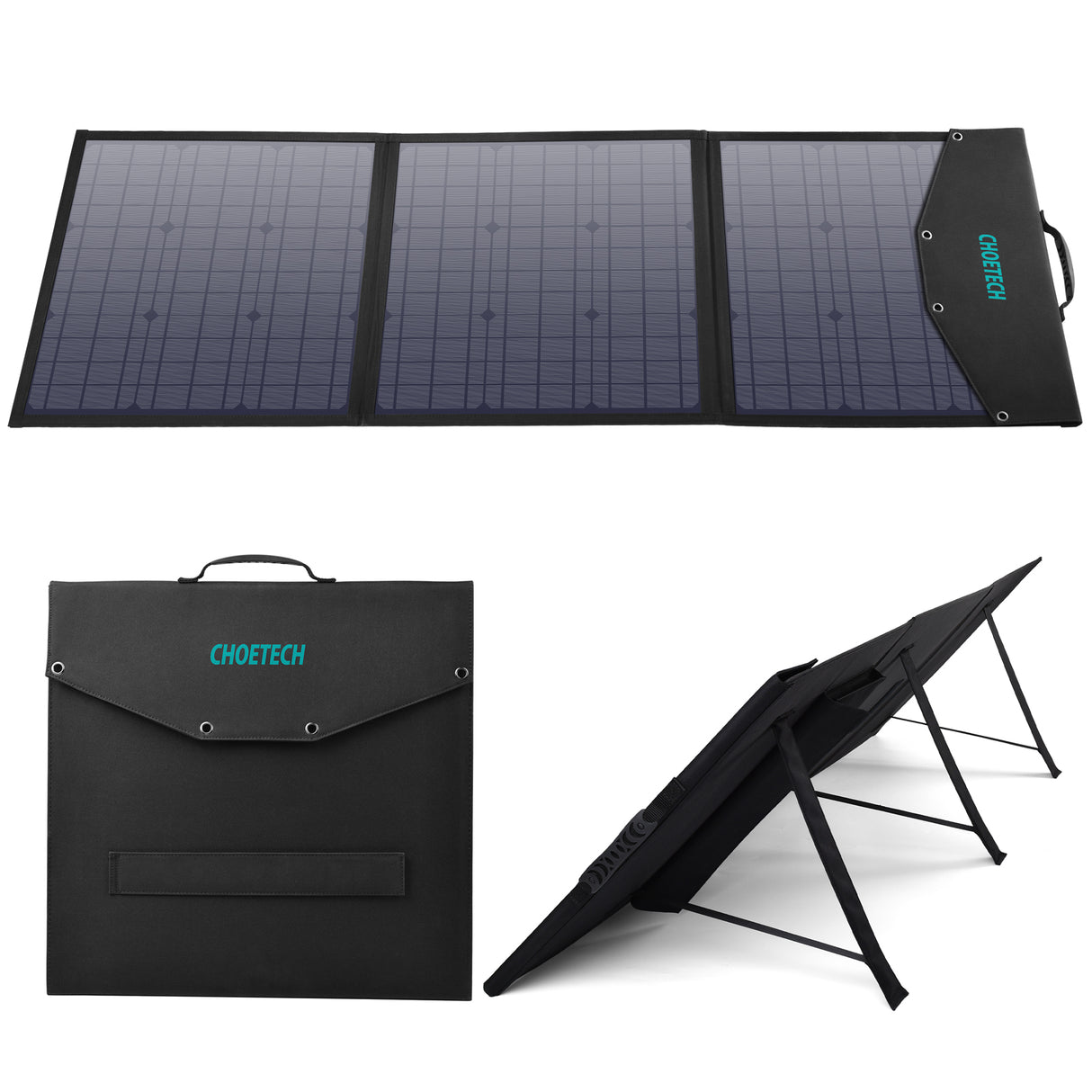 Choetech Carregador Solar USB Dobrável 120W DC, USB C, 2 x USB Preto (SC008)