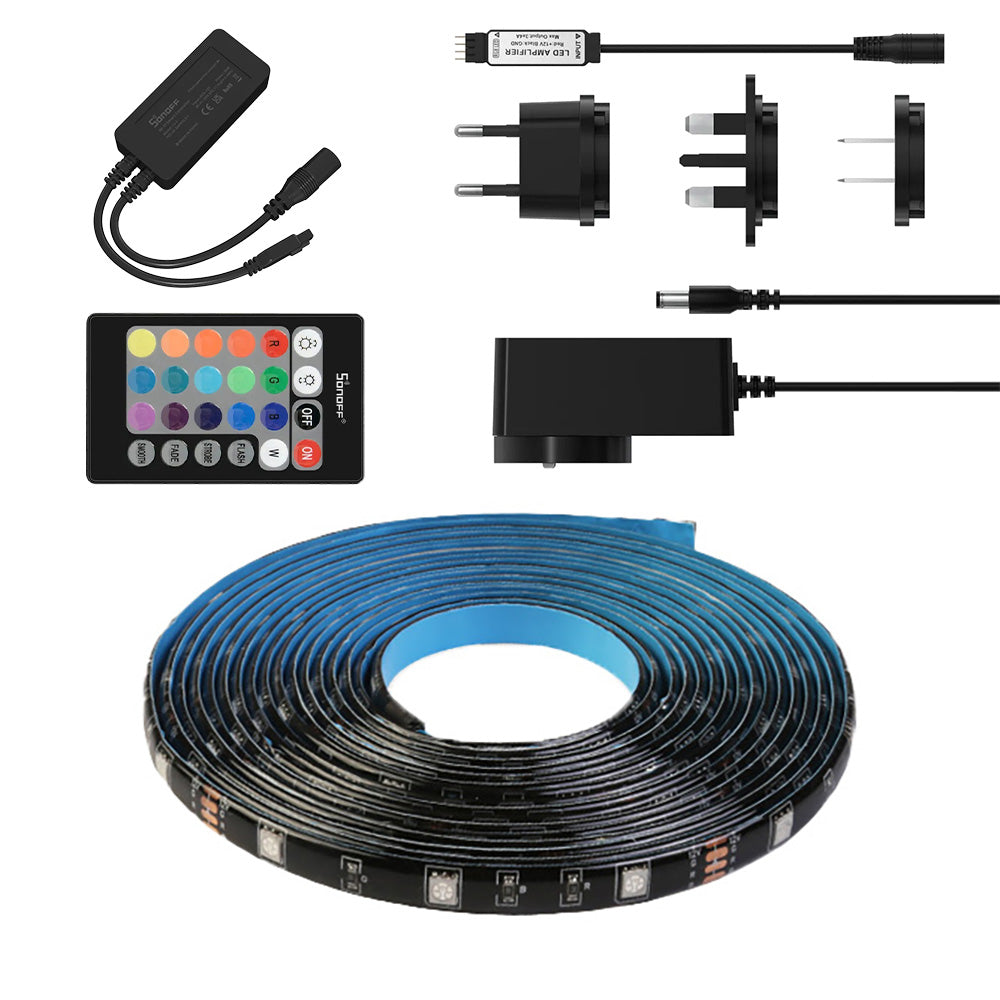 Sonoff L2-2M kit de fita LED inteligente e à prova d'água de 2 m RGB com controle remoto e alimentação Wi-Fi