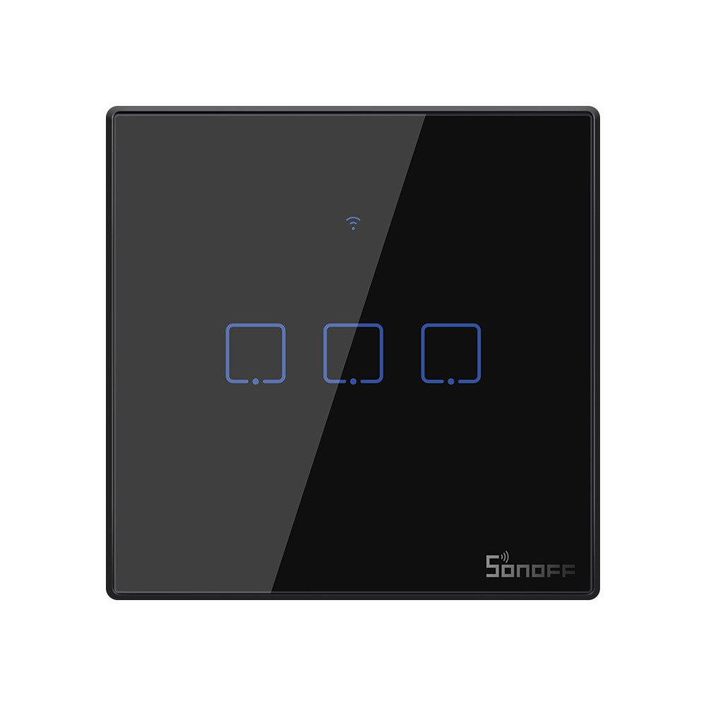 Sonoff T3EU1C-TX interruptor de luz tátil interruptor botão Wi-Fi 433 MHz RF preto (IM190314018)