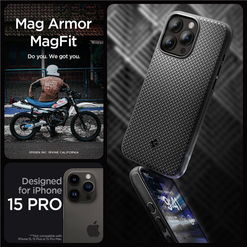 Capa Spigen Mag Armor com MagSafe para iPhone 15 Pro - preto fosco