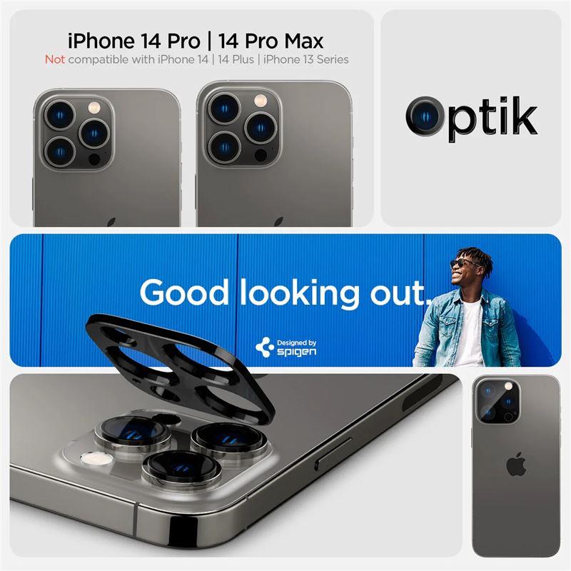 Protetor de Câmera Spigen Optik.tR para iPhone 14 Pro / Pro Max / 15 Pro / Pro Max - preto, 2 unidades.
