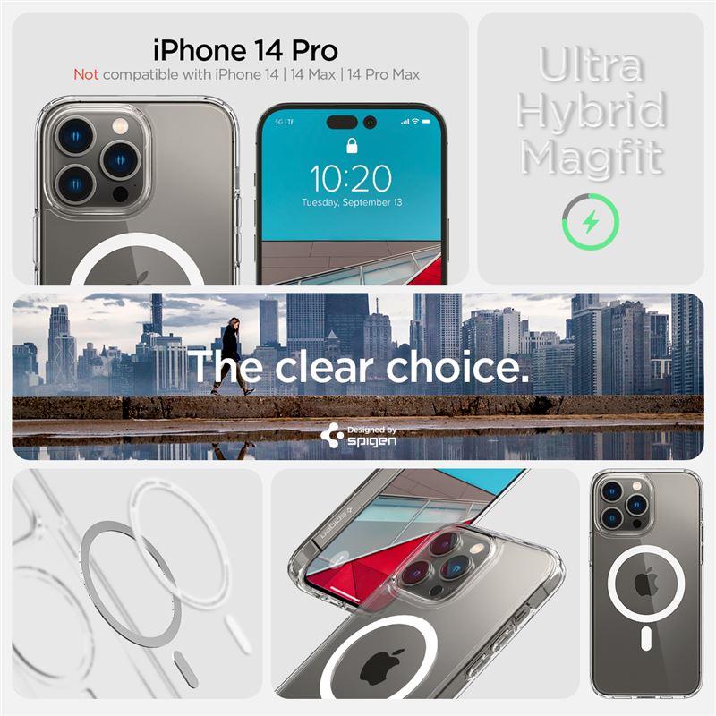 Capa Spigen Ultra Hybrid Mag com MagSafe para iPhone 14 Pro - transparente e branca