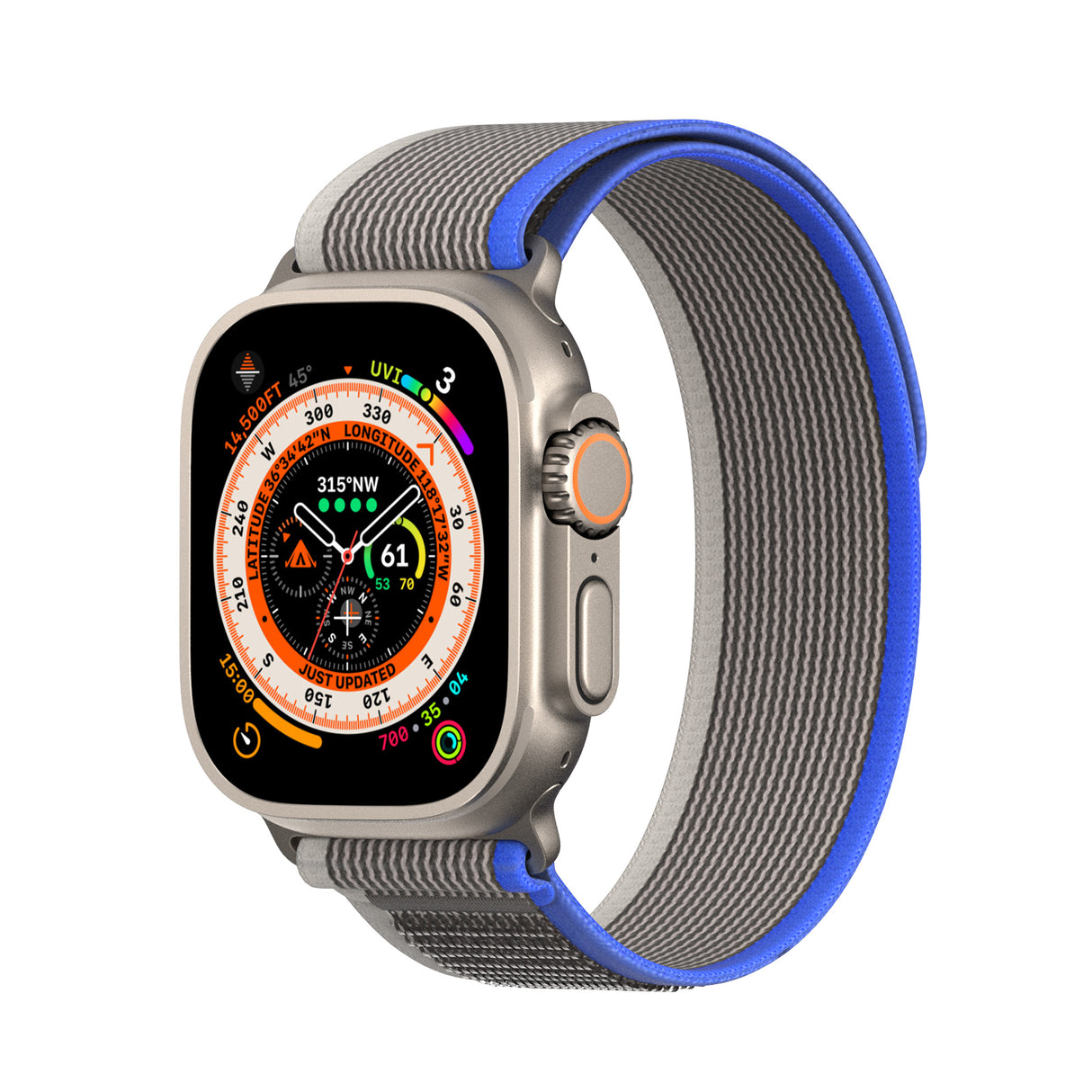 Pulseira esportiva de velcro para Apple Watch Ultra / 9 / 8 / 7 / 6 / SE / 5 / 4 / 3 / 2 / 1 (42, 44, 45, 49 mm) Dux Ducis Strap YJ Version - azul-cinza