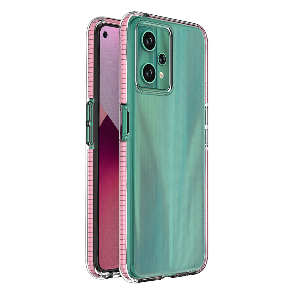 Capa de silicone Spring Case para Realme 9 Pro com moldura em rosa claro.