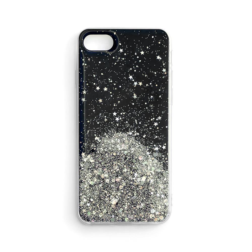 Estojo Star Glitter capa para iPhone 13 Pro brilhante com glitter preto