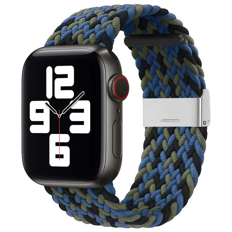Strap Fabric pulseira para Watch 9 / 8 / 7 / 6 / SE / 5 / 4 / 3 / 2 (41mm / 40mm / 38mm) pulseira trançada de material para relógio azul