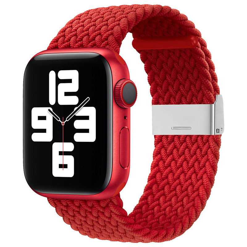 Pulseira de Tecido Strap Fabric para Watch Ultra / 9 / 8 / 7 / 6 / SE / 5 / 4 / 3 / 2 (49mm / 45mm / 44mm / 42mm) pulseira trançada de material para relógio, vermelha