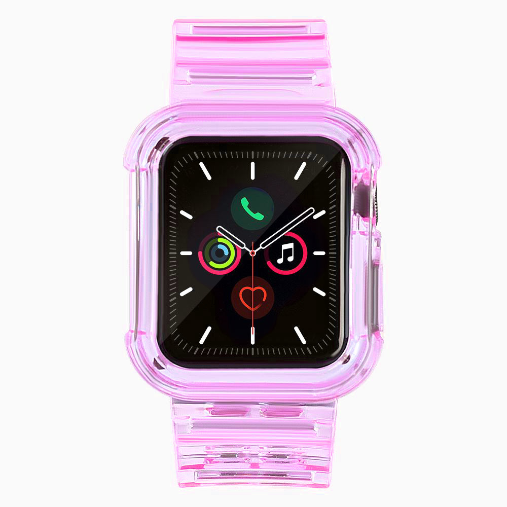 Conjunto de Tira de Luz, pulseira de silicone, faixa, bracelete, estojo para relógio Watch 6 40mm / Watch 5 40mm / Watch 4 40mm / Watch SE 40mm vermelho