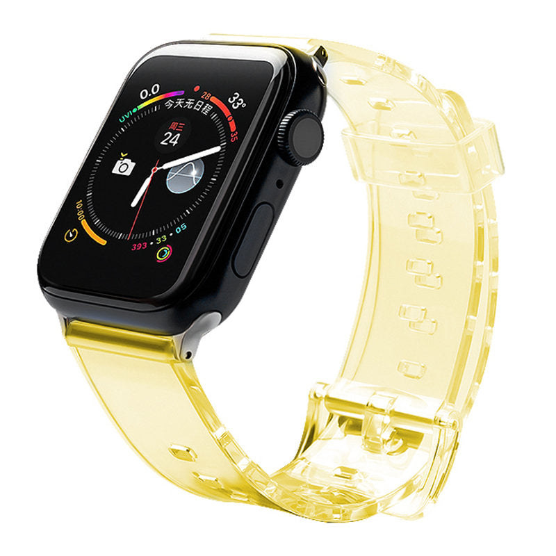 Pulseira de silicone Strap Light para relógio Watch 6 / 5 / 4 / 3 / 2 / SE (40mm / 38mm) amarela