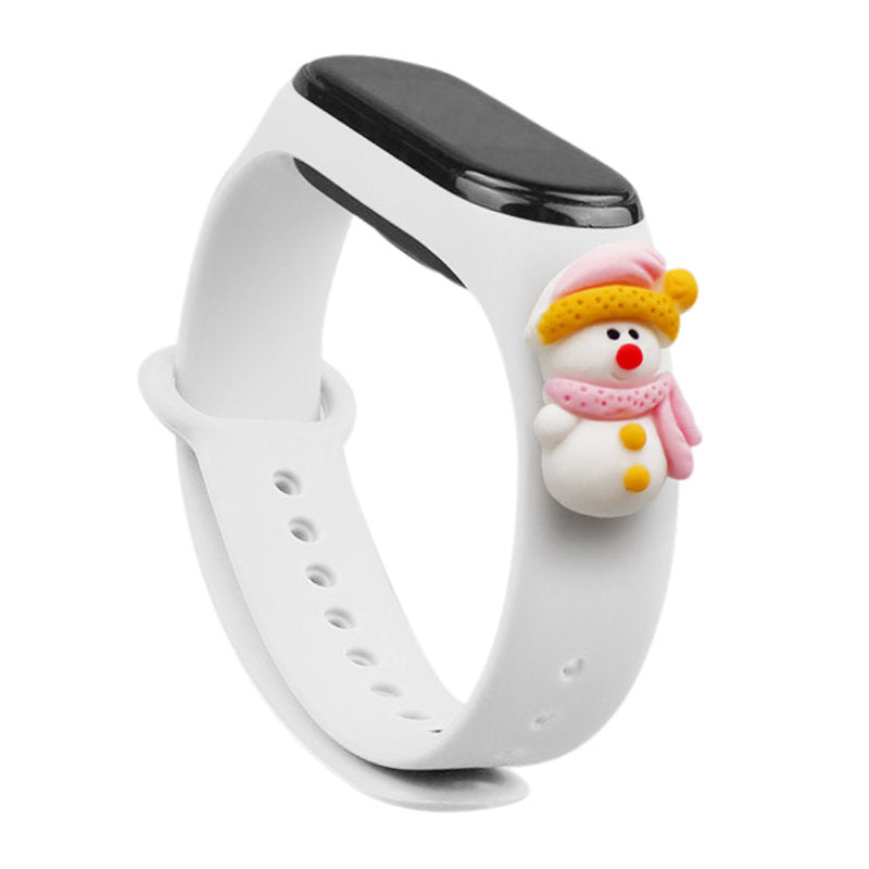 Pulseira de Natal Strap Xmas para Xiaomi Mi Band 4 / Mi Band 3, pulseira de silicone festiva branca (boneco de neve 2)