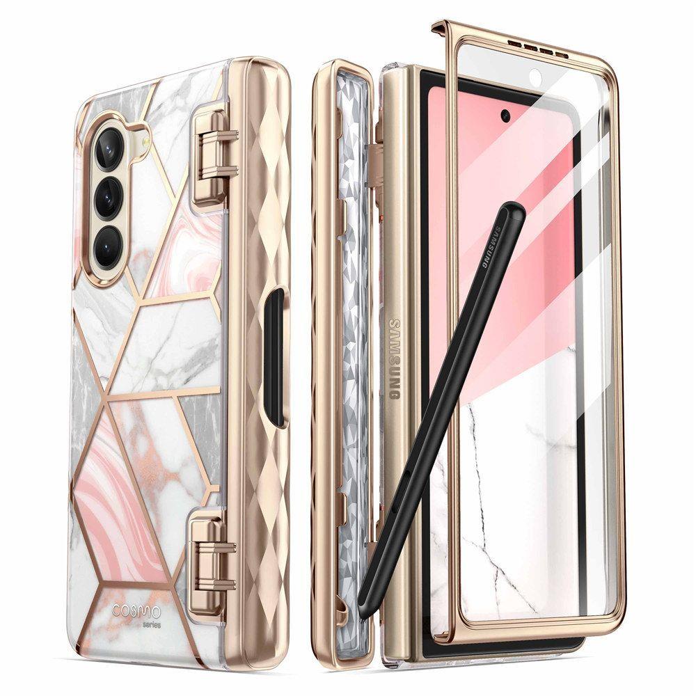 Capa Supcase Cosmo Pen para Samsung Galaxy Z Fold 5 - mármore rosa