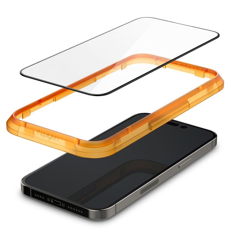 Vidro temperado Spigen ALM Glass FC para iPhone 14 Pro Max - preto, 2 peças.