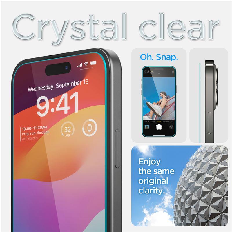 Vidro temperado Spigen Glas.tR EZ Fit para iPhone 15 - 2 peças.