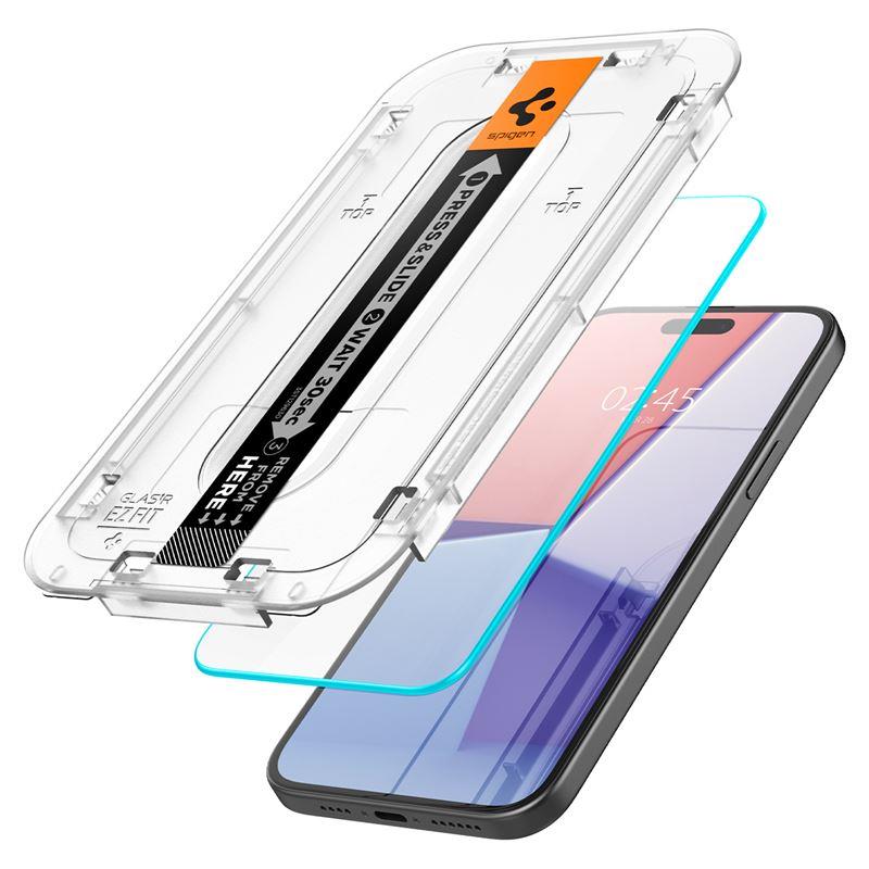 Vidro temperado Spigen Glas.tR EZ Fit para iPhone 15 Plus - 2 peças.
