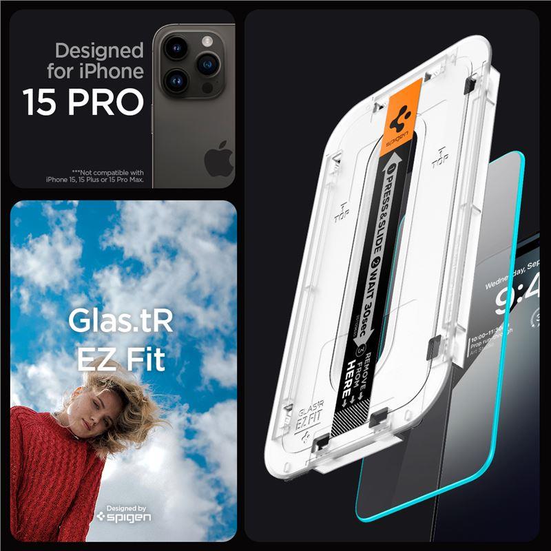 Vidro temperado Spigen Glas.tR EZ Fit para iPhone 15 Pro - 2 peças.