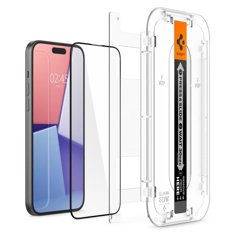 Vidro temperado Spigen Glas.tR EZ Fit FC para iPhone 15 Plus - preto, 2 unidades.