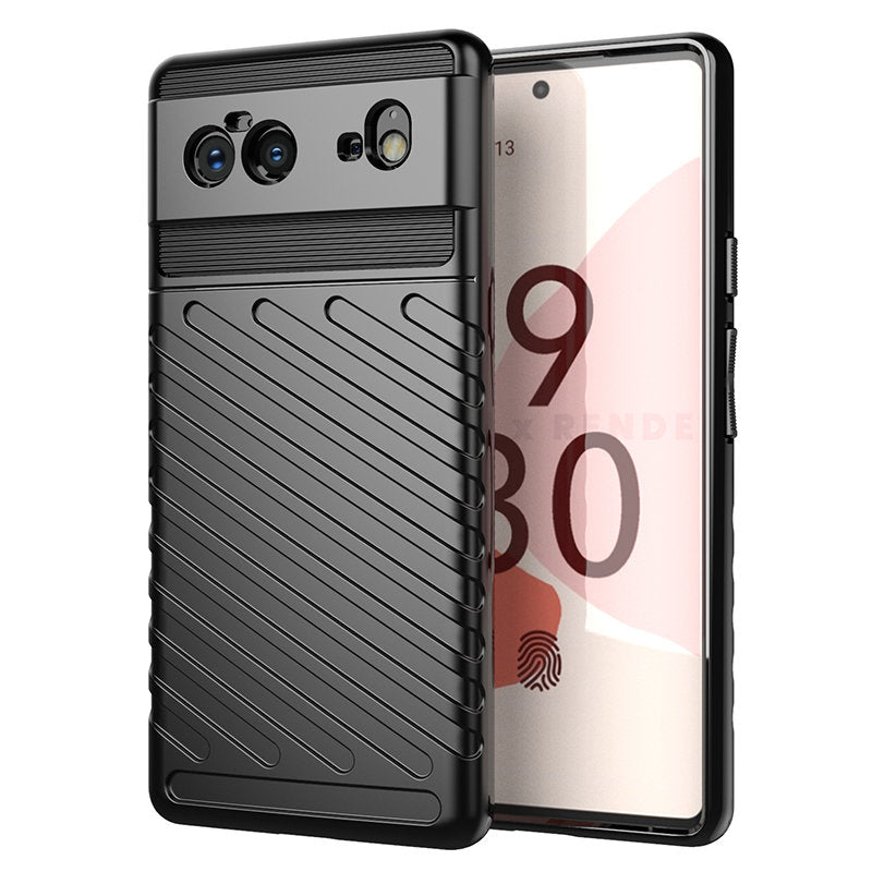 Capa protetora flexível e blindada Thunder Case para Google Pixel 6, na cor preta.