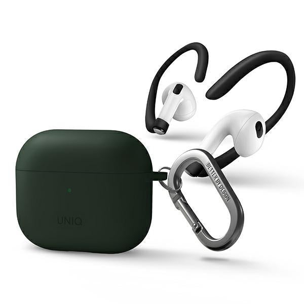 Etui Uniq Nexo para AirPods 3 + Ganchos de Silicone para Orelha - verde