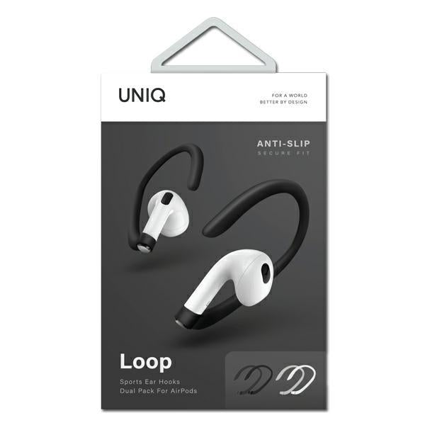 Ganchos de Orelha Esportivos UNIQ Loop para AirPods - branco e preto