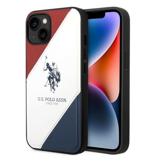 Etui U.S. Polo Assn. Tricolor em Relevo para iPhone 14 - branco