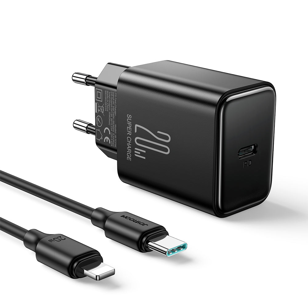 Carregador USB C 20W PD Joyroom JR-TCF06 com cabo USB C - Lightning - preto