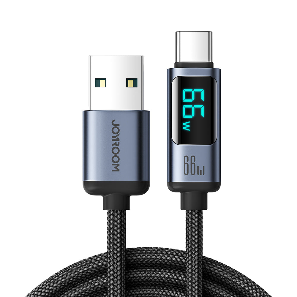 Cabo USB C para USB A 66W 1.2m com display LED Joyroom S-AC066A16 - preto